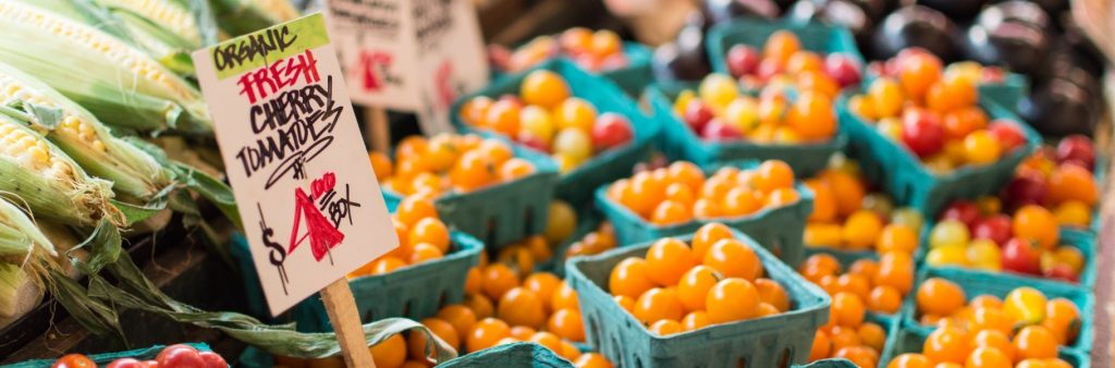 Organic cherry tomatoes at a farmer's market